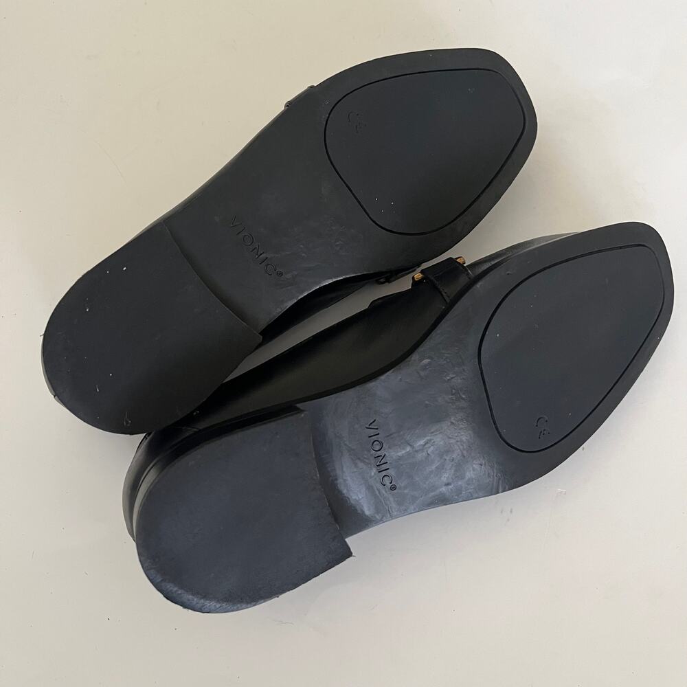 Vionic 'Mizelle' Chain Loafer Women's 7.5 Black Leather Comfort Shoe Slip On - Picture 7 of 8